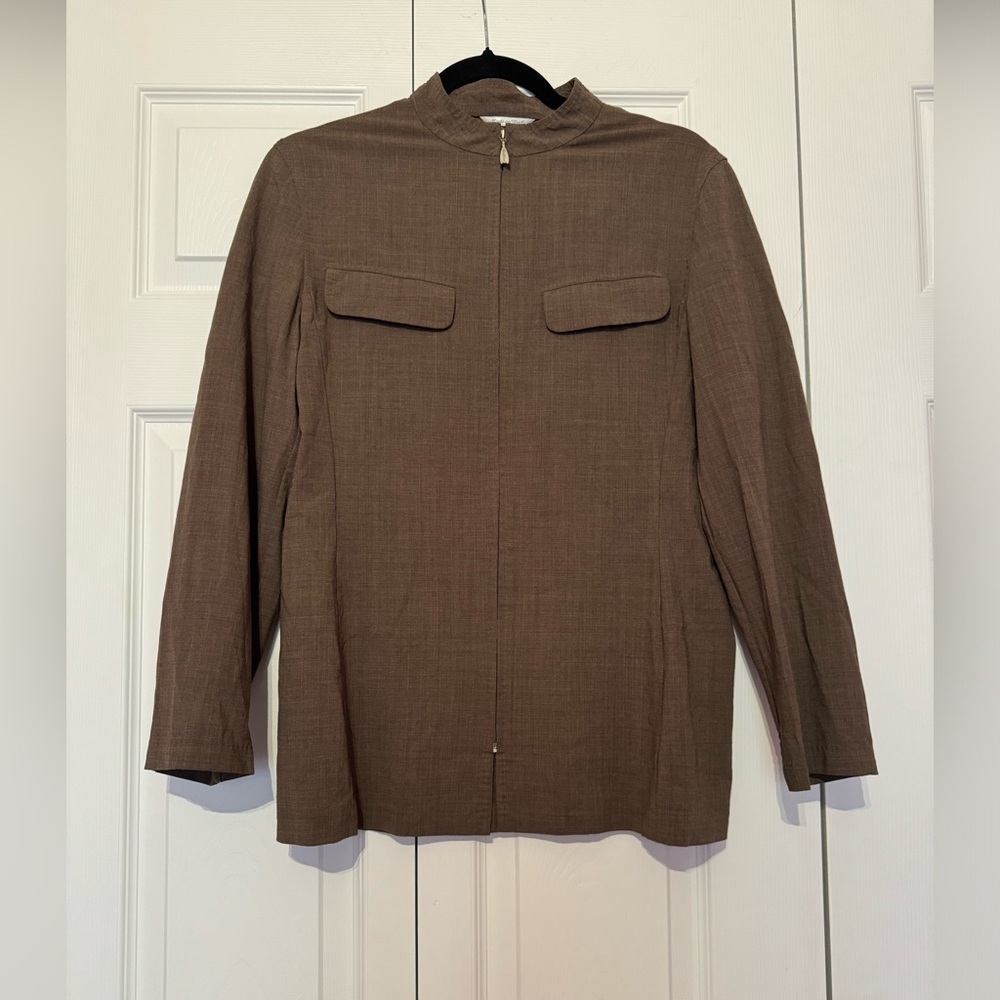 Max Mara M 8 Brown vintage lightweight designer Lagenlook wool utility jacket